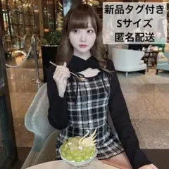 GRL チェック柄フロントオープンリボンニットミニワンピース[ru1373]