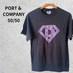 PORT & company 黒 Tシャツ 半袖 ブラック ロゴTシャツ 夏服
