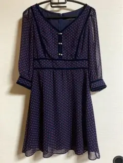 Swingle ウエスト絞り　清楚系花柄ドットワンピース　お呼ばれ顔合わせにも