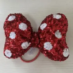 ディズニー ミニー リボン ヘアゴム ドット柄 リボン キラキラ 赤