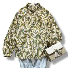 極美品◆トゥモローランド コレクション フラワープリント スタンドカラーブラウス