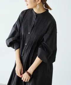 【美品】イエナ ワイドピンタックワンピース ブラック シャツワンピース　38