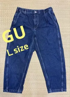 GUワイドカーブタックパンツデニム　ネイビーL 321-344285 23-01