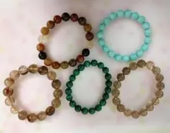 寿*:様 タイムサービス！天然石ブレスレット5個セットルチル,アマゾナイト,福寿