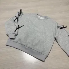 SHEIN.Dazy.袖リボン.裏起毛.スウェット.トレーナー.グレー.S.