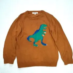 GLOBAL WORK 恐竜　コットン100%　ニットセーター 茶色
