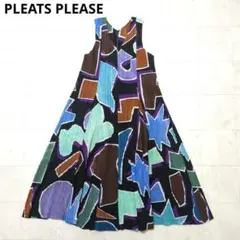 PLEATS PLEASE 総柄 ノースリーブ Aライン ワンピースのサムネイル