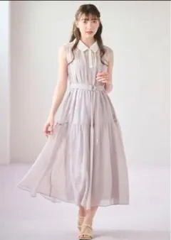 ポロカラーシアーティアードワンピース リリアンカラット