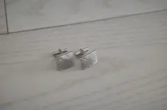 シルバー 正方形カフス　銀製 K14WGメッキ