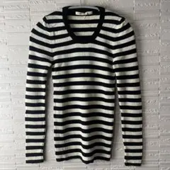 IÉNA ボーダー リブ編み 長袖セーター