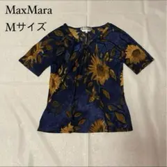 マックスマーラ 花柄 半袖 カットソー Vネック ネイビー 春夏秋 イタリア製のサムネイル