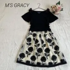 未使用品】M'S GRACY チュニック フラワー刺繍 リボン インナー付き