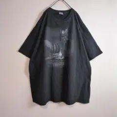Tシャツ (4XL) プリントデザイン 海賊 大きいサイズ ゆるダボ 黒系 古着