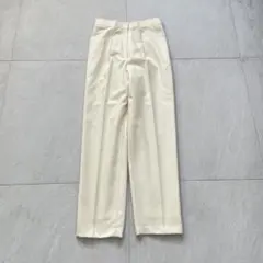 新春セール✨ウール100%タックワイドパンツ ホワイト オフィスカジュアルL相当