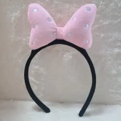 カチューシャ ミニー風 ピンクリボン ドット