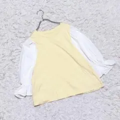 【ナチュラルビューティーベーシック】　パフスリーブTシャツ　（Ｍ）袖切替