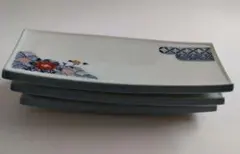 昭和レトロ　高四角皿3枚セット　約7.5×22.5×2.5㎝　ビンテージ