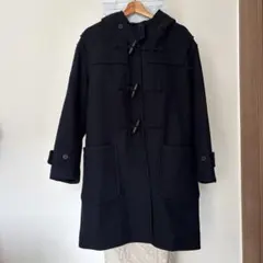 COMME CA フード付き ロングコート MウールアンゴラMブラック ダッフル 