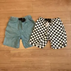 Breeze &マーキーズ　短パン　水色と黒白チェック110㎝