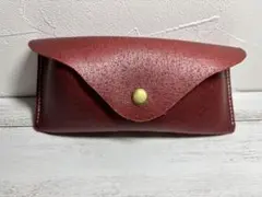 ドバイ珈琲様　　レザー メガネケース 赤