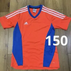 着画アリ❣️adidas オレンジ/青 Vネックシャツ