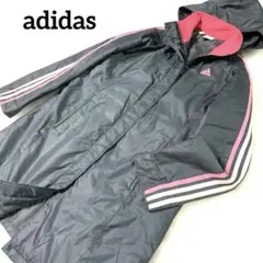 【人気】アディダス◆ 中綿入りベンチコート◆Mサイズ　 防寒着　ネイビーピンク