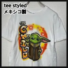 スターウォーズ】メキシコ製半袖Tシャツベビーヨーダ　キャラクタ　アート　白T49