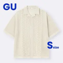 未使用★極美品 GU ウォッシャブルメッシュニットシャツ カーディガン オフ白
