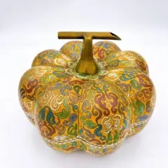 【美品】中国美術 七宝焼 南瓜型 飾物 蓋物 総七宝 景泰藍 直径23cm 美品】中国美術 七宝焼 南瓜型 飾物 蓋物 総七宝 景泰藍 直径23cm