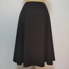 INDIVI とろみ素材 黒 フレアスカート ひざ丈 Mサイズ レーヨン混