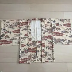羽織 正絹 花柄 楓 菊 ベージュ
