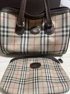 な*屋様 Burberry チェック柄 ハンドバッグ&ポーチセット