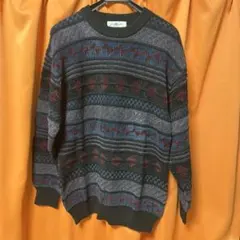 Lindbergh セーター　ブラック　幾何学模様　L