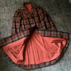 希少 90s チェック柄 レトロ vintage ジャケット 赤 上品 古着