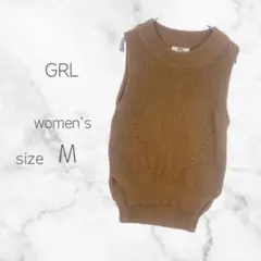 ⭐︎グレイル⭐︎サイドスリットニットベスト 無地 ノースリーブ（M）綿混素材