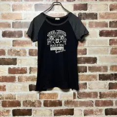 【HusHusH】ラグランプリント半袖Tシャツ