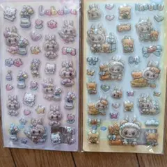 うさぎキャラクター　ぷくぷくシール3Dシール　2枚セット