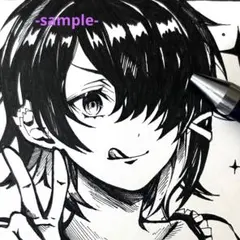 オリジナル　ボーイッシュ　女の子　手描きイラスト