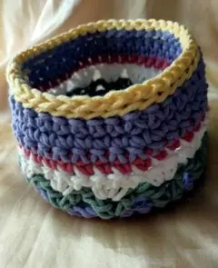 ハンドメイド⑨ 手編み 小物入れ ミニバスケット 鉢カバー