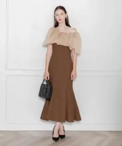 Leja 2WAYオフショルダーパフスリーブバリエマーメイドワンピース