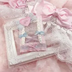 ホイップデコ クリアケースデコ レース リボン 量産型 ピンク 水色