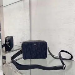 ダブルジッパーショルダーバッグ ブラック//~~++