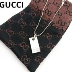 美品 グッチ ネックレス スクエアプレート ロゴ シルバー925 GGポーチ付のサムネイル