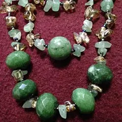 インドヒスイ？翡翠？&紫水晶サザレ&ヒスイ？サザレ ネックレス