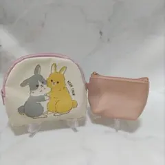 うさぎ柄ポーチ＆ミニポーチ 2点セット