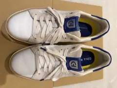 【Cole Haan】グランド　レザースニーカー 白 青 24.5cm メンズ