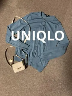 UNIQLO青い色　コットン長袖カーディガン M