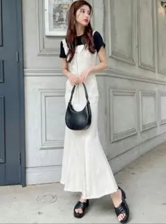 GRL フリンジマーメイドジャンパースカート[gm534] アイボリー　Lサイズ