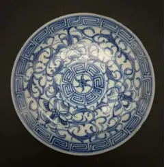 中国美術 古玩 清代 青花 飾り皿 古道具