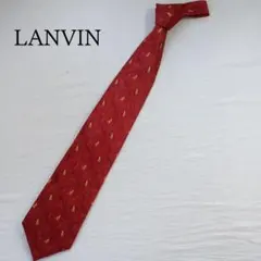 ランバン ネクタイ 赤色 ペイズリー柄 上品 シルク 高級感【n6236】
